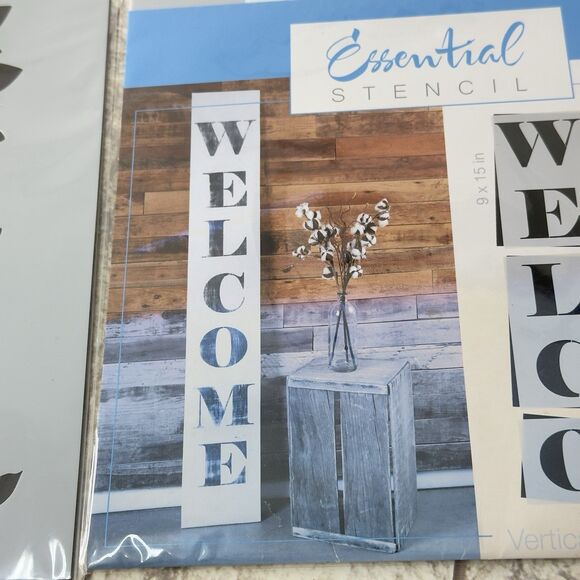 Does not apply Other - Pack 2 Stencils Art Flowers Welcome for Painting Reusable Plastic Sign Templates